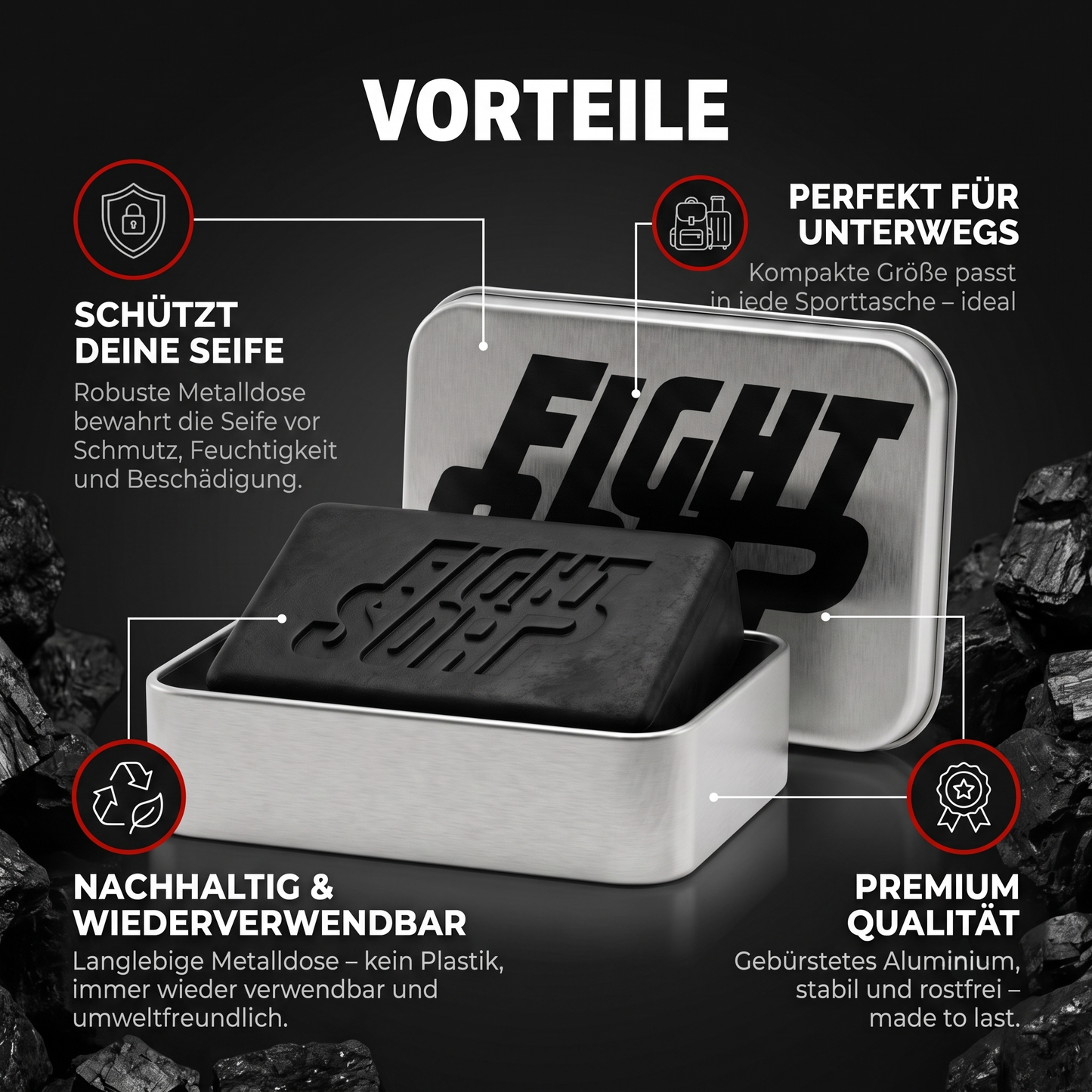 Premium Aluminium Seifendose | auslaufsicher für die Gym-Bag